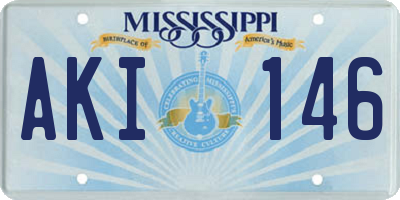 MS license plate AKI146