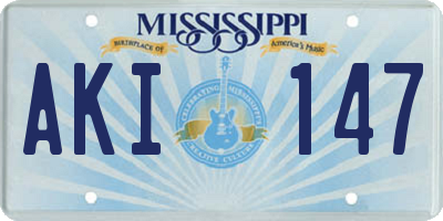 MS license plate AKI147