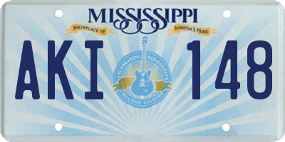 MS license plate AKI148