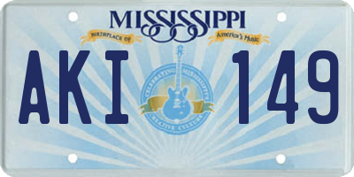 MS license plate AKI149
