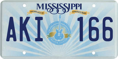 MS license plate AKI166