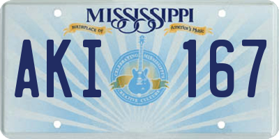 MS license plate AKI167