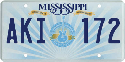 MS license plate AKI172