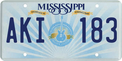 MS license plate AKI183