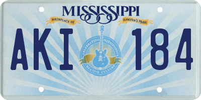 MS license plate AKI184