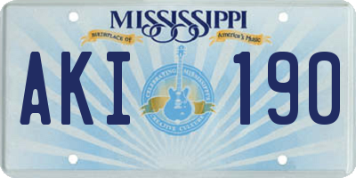MS license plate AKI190