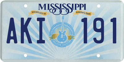 MS license plate AKI191