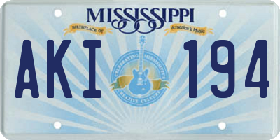 MS license plate AKI194