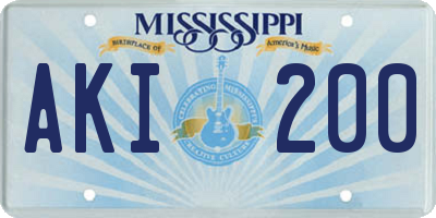 MS license plate AKI200