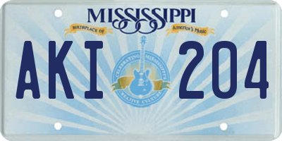 MS license plate AKI204