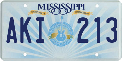 MS license plate AKI213