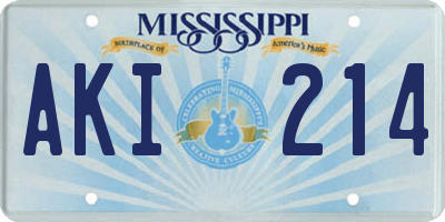 MS license plate AKI214