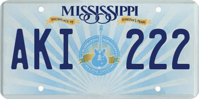 MS license plate AKI222