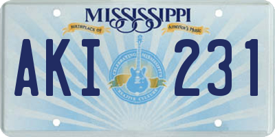 MS license plate AKI231