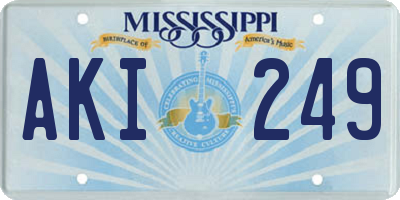 MS license plate AKI249