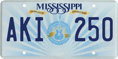 MS license plate AKI250