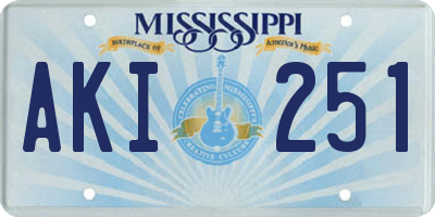 MS license plate AKI251