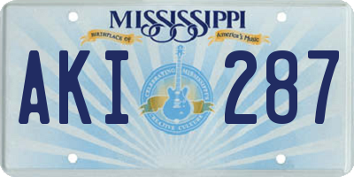 MS license plate AKI287