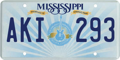 MS license plate AKI293