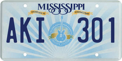 MS license plate AKI301