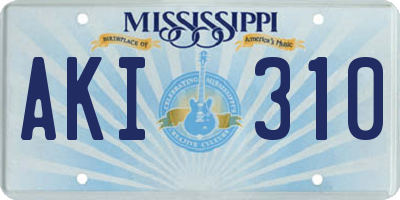 MS license plate AKI310