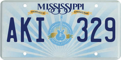 MS license plate AKI329