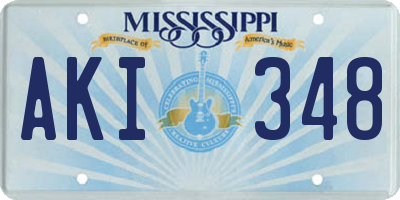 MS license plate AKI348