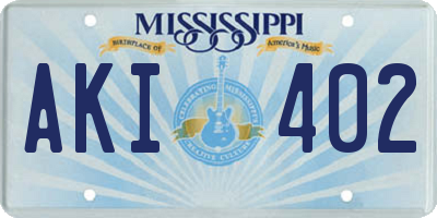 MS license plate AKI402