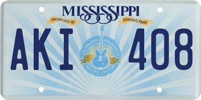 MS license plate AKI408