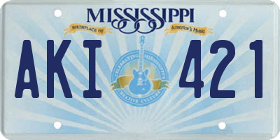 MS license plate AKI421