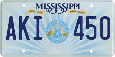 MS license plate AKI450