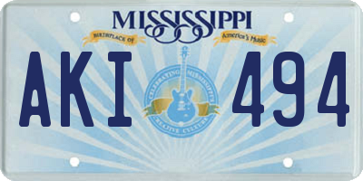 MS license plate AKI494