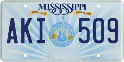 MS license plate AKI509