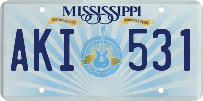 MS license plate AKI531