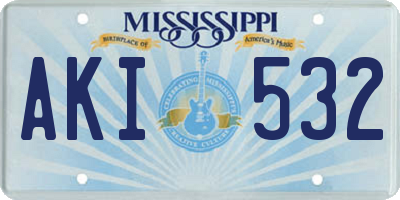 MS license plate AKI532