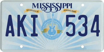 MS license plate AKI534