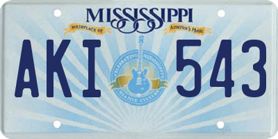 MS license plate AKI543