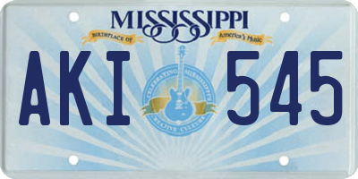 MS license plate AKI545