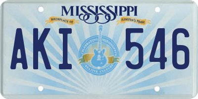 MS license plate AKI546