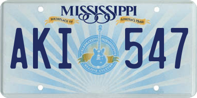 MS license plate AKI547