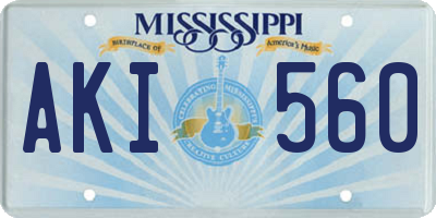 MS license plate AKI560