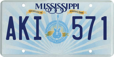 MS license plate AKI571