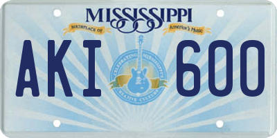 MS license plate AKI600