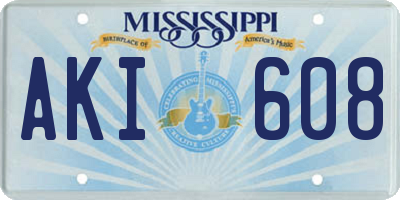 MS license plate AKI608