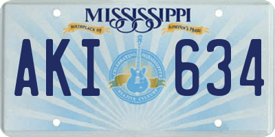 MS license plate AKI634