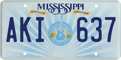 MS license plate AKI637