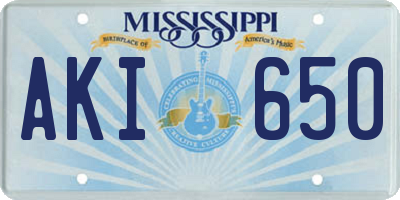 MS license plate AKI650