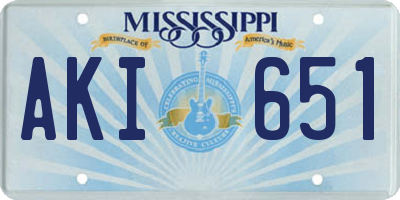 MS license plate AKI651