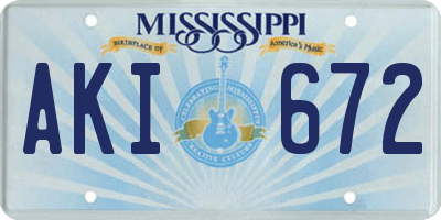 MS license plate AKI672
