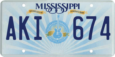 MS license plate AKI674